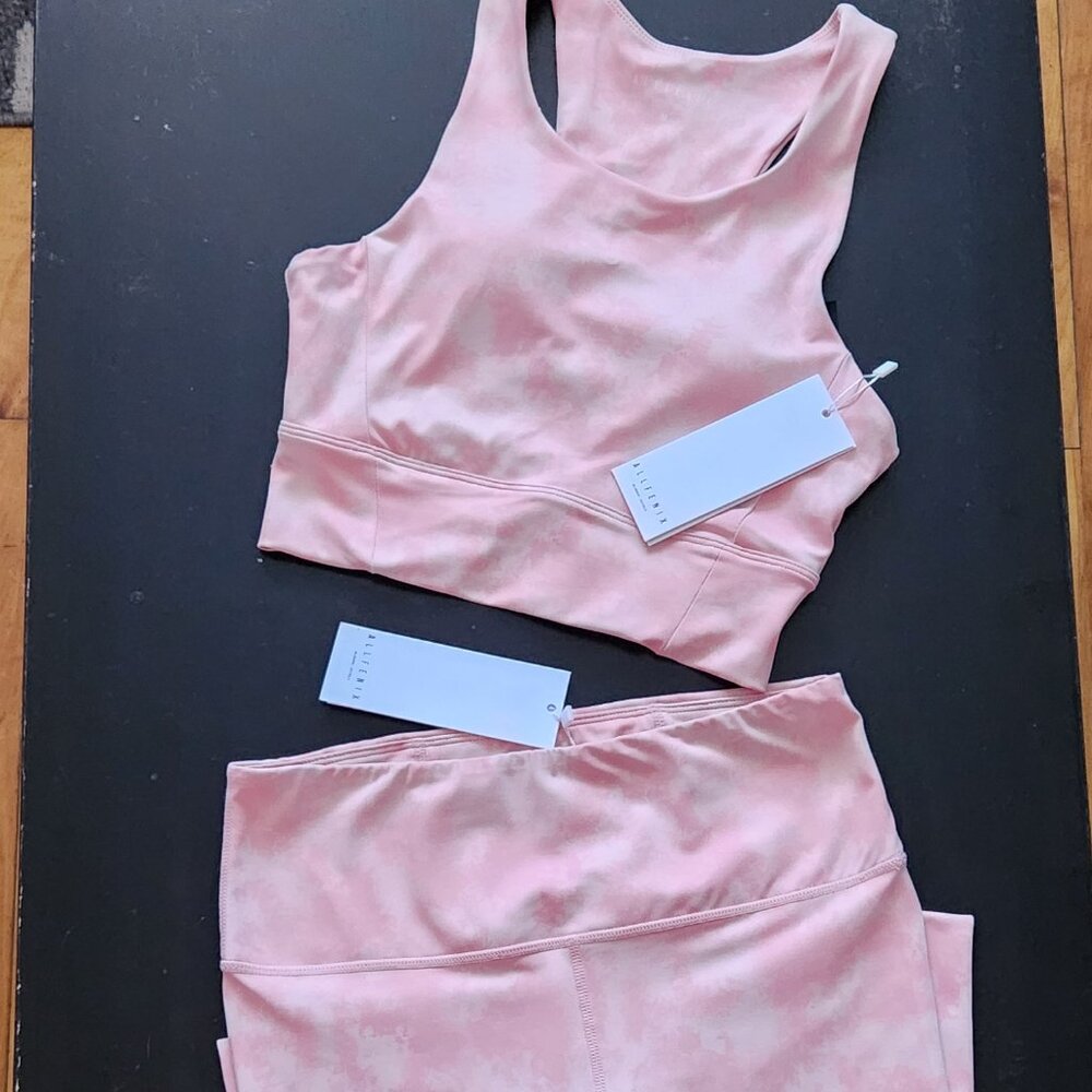 NWT ALL FENIX AUSTRALIA Blush Tie-Dye Leggings and Longline Sports Bra
